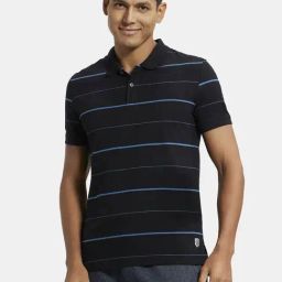 Jockey UM15 Black Super Combed Cotton Rich Half Sleeves Polo T-Shirt-image-69