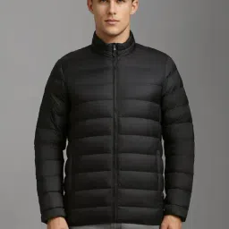 Louis Philippe Black Regular Fit Quilted Jacket-image-89