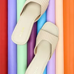 Rocia Beige Striped Wedge Heels-32