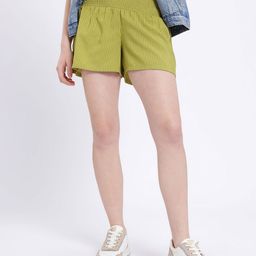 glitchez Women Smocked High-Waist Striped Seersucker Relaxed Fit Shorts-picture-7