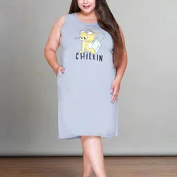 White Moon Printed Nightdress-image-98