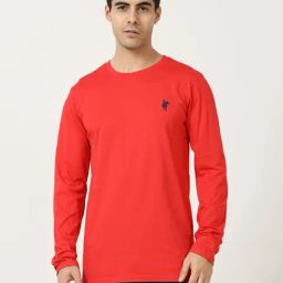 Masculino Latino Red Cotton Regular Fit T-Shirt-image-17