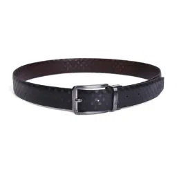 BELWABA Black & Brown Textured Casual Reversible Leather Belt for Men-image-96