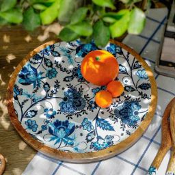 Home4U Amantra Floral Multicolor Wood Platter-image-24