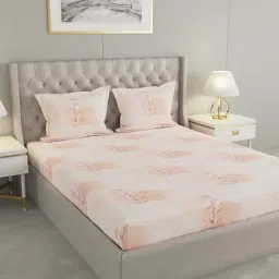 Raymond Home Jazzy Pink 120 TC Cotton Queen Bedsheet with 2 Pillow Covers-image-83