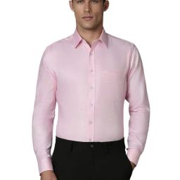 Louis Philippe Pink Cotton Slim Fit Self Pattern Shirt-image-59