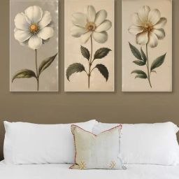 Nestroots Delicate White Flower Canvas Series White Frame Wall Painting - Set of 3-picture-39