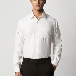 Van Heusen White Cotton Regular Fit Printed Shirt-image-90