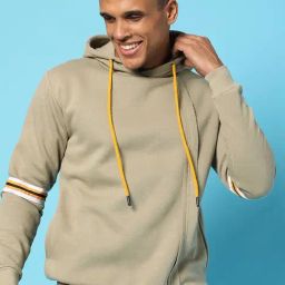 Campus Sutra Beige Cotton Regular Fit Hooded Sweatshirt-image-82