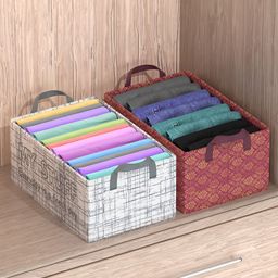 Kuber Industries Grey & Maroon 2 Pieces Printed Drawer Organisers-28