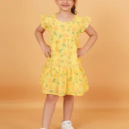 Creative Kids Floral Print Flutter Sleeve Drop-Waist Dress-image-32