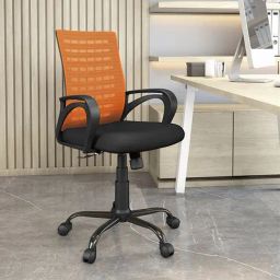 Nilkamal Giza Orange & Black Fabric Ergonomic Mid Back Office Chair with Height Adjustable-37