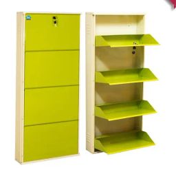 Delite Kom Powder Coated Ivory Green Wall Mounted Metal Shoe Rack ( 4 Shelves DIY)-image-98