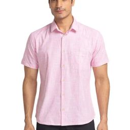 Park Avenue Pink Cotton Slim Fit Self Pattern Shirt-picture-45