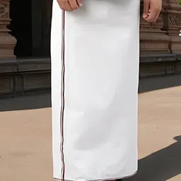 WHITE HEART Men Pure Cotton Single Layer Dhoti with Coloured Border-picture-43