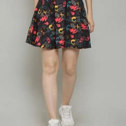 N-Gal Black Printed Mini Skirt-image-4