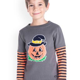 Cherry Crumble Boys Grey & Orange Printed Sweatshirt-image-87