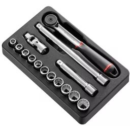 FACOM 12.7 mm (1/2 Inch) Drive Socket Set Plastic Module 188 mm, MOD.S161-112U (Set of 15)-17