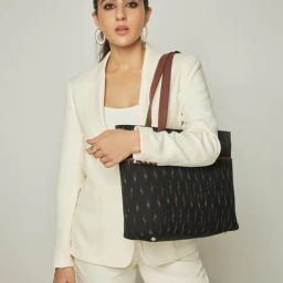ZOUK Black Printed Large Tote Bag-image-14