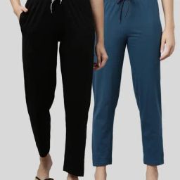 Kryptic Blue & Black Regular Fit Trackpants (Pack Of 2)-image-51