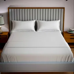 Mulberry Living White 250 TC King Fitted Bedsheet with 2 Pillow Covers-picture-28