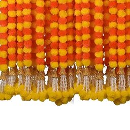 Myntra Elegant Homes Multi 5 Pieces Artificial Marigold Garlands Flowers-picture-8