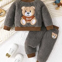 INCLUD Boys Bear Patchwork Sweatshirt With Jogger Set-picture-0