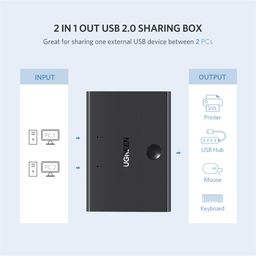 Ugreen USB 2.0 Sharing Switch Peripheral for One-Button Swapping of USB Device between Two Computers 4 port 2 port image 2