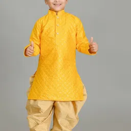 NFC CREATION Boys Embroidered Regular Sequinned Dupion Silk Kurta with Patiala-1