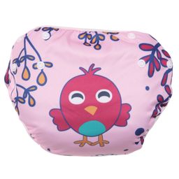 POLKA TOTS Reusable and Washable Baby Swim DiaperCostume Bird Design for 12 to 24 Months Kids - Pink-image-40