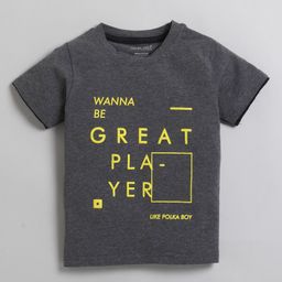 Polka Tots Half Sleeves T Shirt  Great Player Print - Grey-picture-17