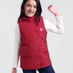Pine Kids Sleeveless Solid Puffer Jacket - Red-picture-11