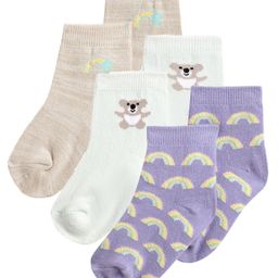 Mi Arcus Pack Of 3 Pair Rainbow & Bear Design Socks -  Multi Colour-image-77