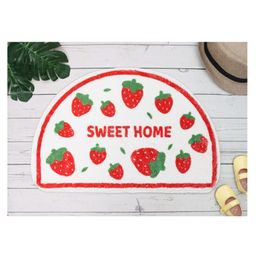 Yellow Bee Strawberry Themed Door Mat  White  Red-13