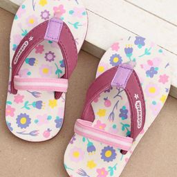 Cute Walk by Babyhug Slip On Flip Flops with Back Strap Floral Print - Pink-picture-17