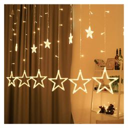 Bubble Trouble 12 Stars 138 Led Curtain String Lights Window Curtain Star Lights With 8 Flashing Modes Decoration For Christmas Party Home Patio Lawn Warm White 138 Led Star Copper-image-1