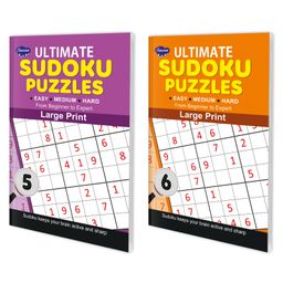 Set Of 2 Ultimate Sudoku Puzzles Easy to Expert Easy Medium Hard 5 & 6 Large Print with Answers-10