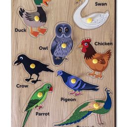 YaY Play Wooden Birds Knob and Pegged Puzzle-9