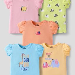 Doodle Poodle 100% Cotton Half Sleeves Animals Printed T-Shirts Pack of 5 - Multicolor-image-54