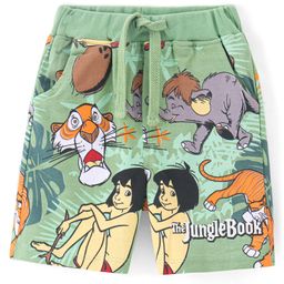 Babyhug Disney Terry Knit Knee Length Shorts with Jungle Book Print - Light Green-image-46