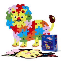 Toys Universe A to Z Lion Wooden Jigsaw Puzzle for Kids - Includes 26 Capital Alphabet Letter Pieces - Improve Fine Motor Skills, Problem Solving Ability-4