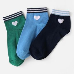 Pine Kids Knit Ankle Length Socks with Heart Design Pack of 3 (Color May Vary)-image-58