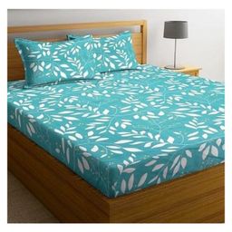 RRC Super Soft Brushed Microfiber Cotton Double  Bed sheet With 2 Pillow Cover Light Blue-image-73