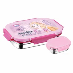 Joyo Disney Princess Stainless Steel Lunch Box 900 ml with Dabbi 110 ml - Light Pink-picture-12