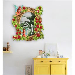 Jaamso Royals Oval Vintage Rose And leaf PVC Form Vinyl With Acrylic Mirror Sticker-image-3