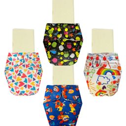 Dumbledo One Size Cloth Diaper with Hemp & Cotton Pad/Insert - Leak-Proof, Stylish, Superior Absorbency - Adjustable For 3 Months to 3 Years, Pack of 4-image-76