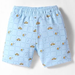 Tango Looper Knit Knee Length Shorts with Vehicle Print - Light Blue-image-54