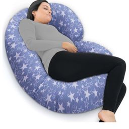 Coozly C Shaped Pregnancy Pillow | Maternity Pillow|100% Cotton Removable Covers- GreyStar-11