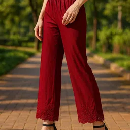 Miaz Lifestyle Women Ethnic Motifs Embroidered Knitted Ethnic Palazzos-image-93
