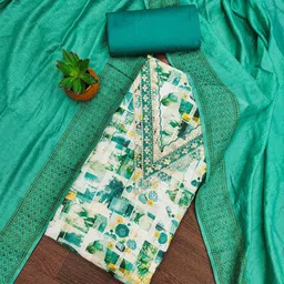 Panzora Abstract Printed Zari Work Unstitched Dress Material-picture-7